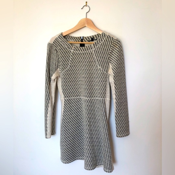 W118 by Walter Baker black and off-white geometric fit and flare dress - Picture 2 of 7